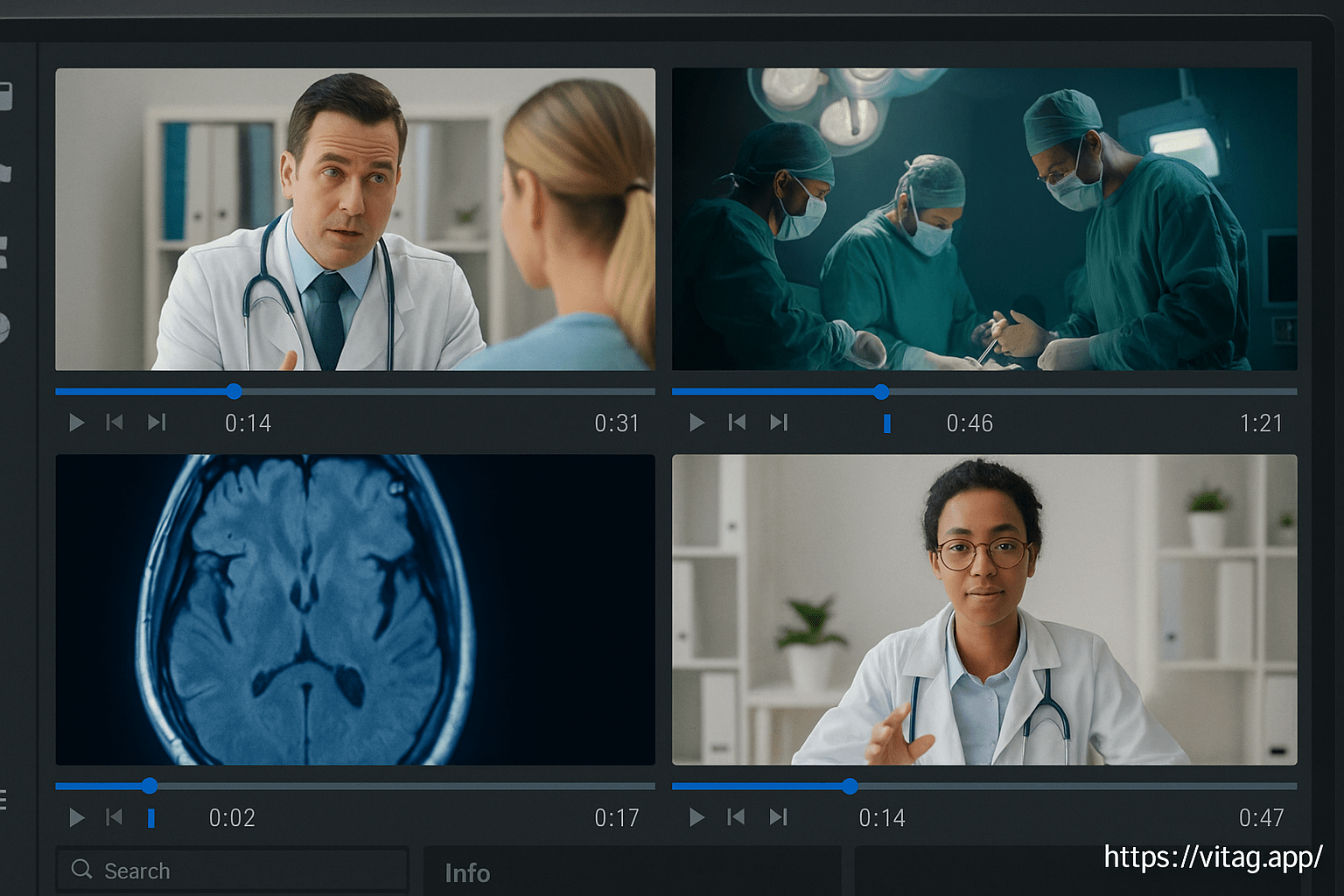 Análisis de vídeos médicos con ViTAG: formación y revisión