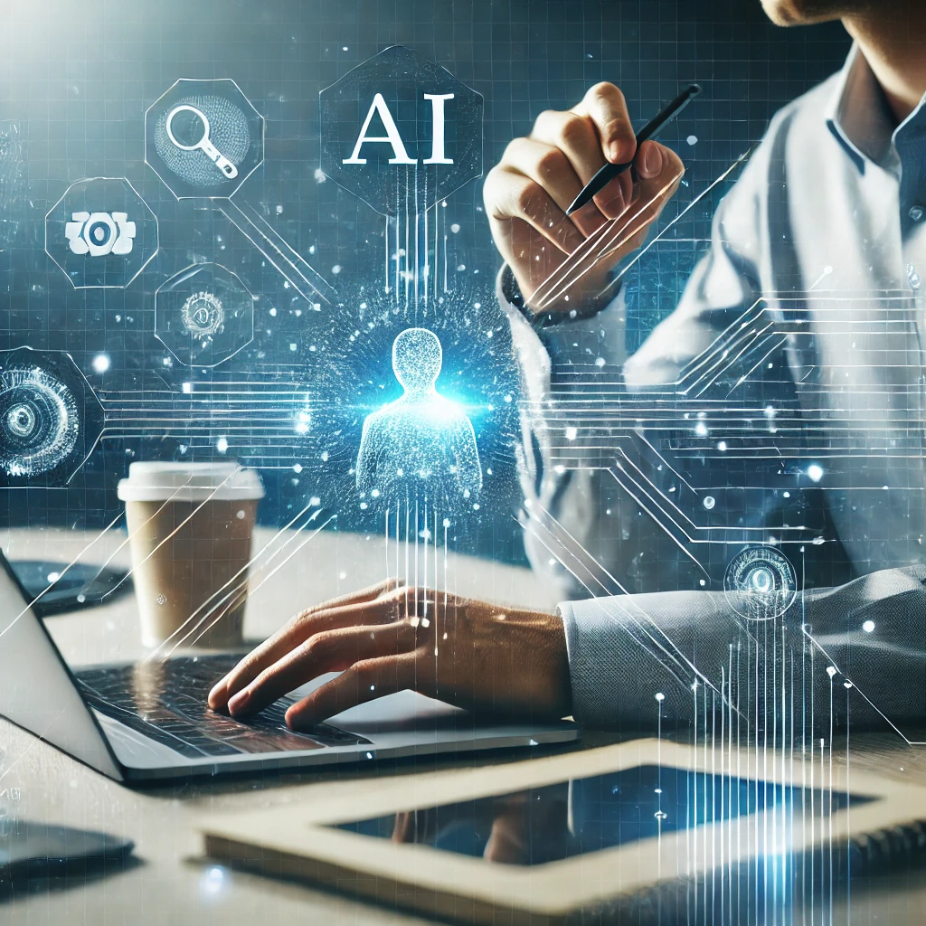 Persona utilizando herramientas de IA en su trabajo
